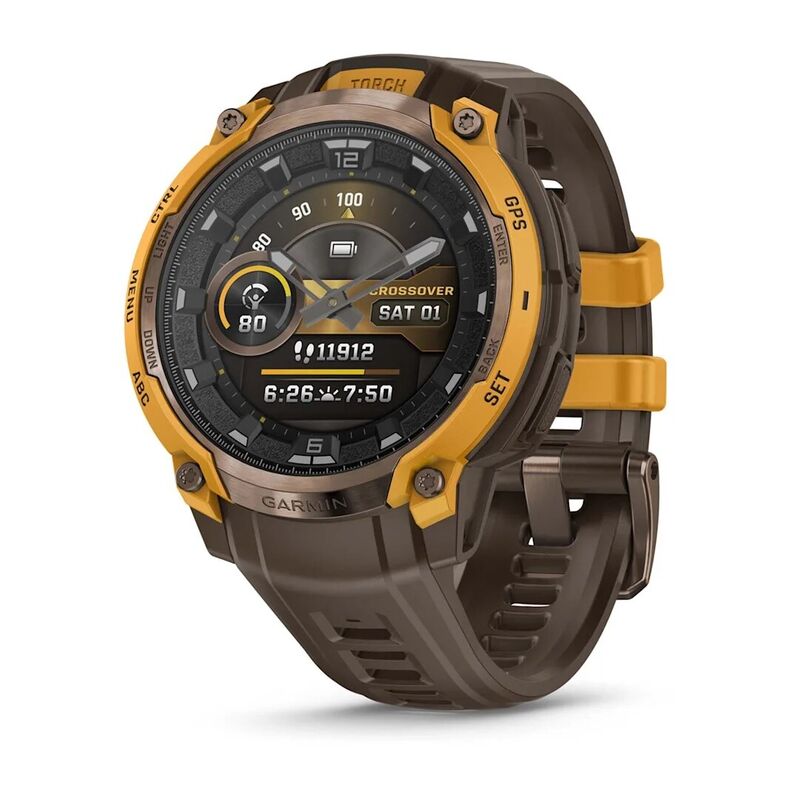 Умные часы Watch Garmin Instinct Crossover Amoled Bronze Sunburst Cocoa 010-03398-01