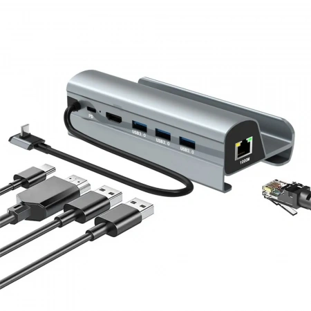 Steam Deck 6 in 1 USB-C docking station with M.2 SSD enclosure with 65W
