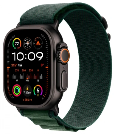 Умные часы Apple Watch Ultra 2 (2024) 49 Black Titanium case with M Dark Green Alpine Loop Умные часы Apple Watch Ultra 2 (2024) 49 Black Titanium case with M Dark Green Alpine Loop