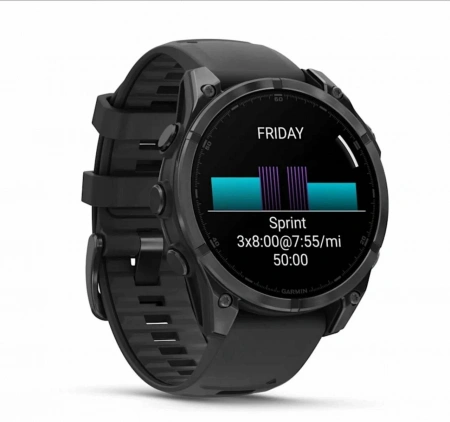 умные часы watch garmin fenix 8 43 amoled sapphire carbon gray dlc titanium with black silicone