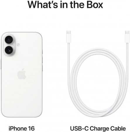 смартфон apple iphone 16 256 гб, white (nano-sim + esim)