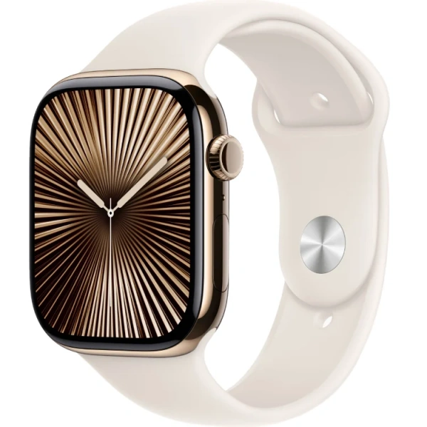 Умные часы Apple Watch S10 46 mm Gold Titanium Case Starlight Sport Band S/M