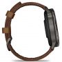 умные часы watch garmin venu 4 45 mm slate black leather brown 010-03014-03