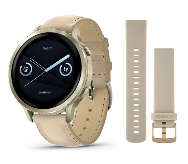 Умные часы Watch Garmin Venu 4 41 mm Lunar Gold Leather 010-03013-03